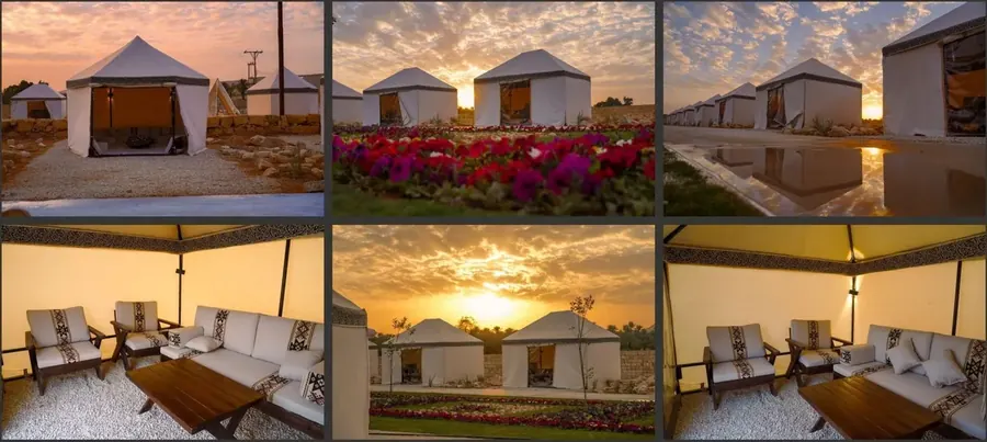 منتجع تكية العمارية — تصوير ضيافة — مخيّم من أعمال شعف